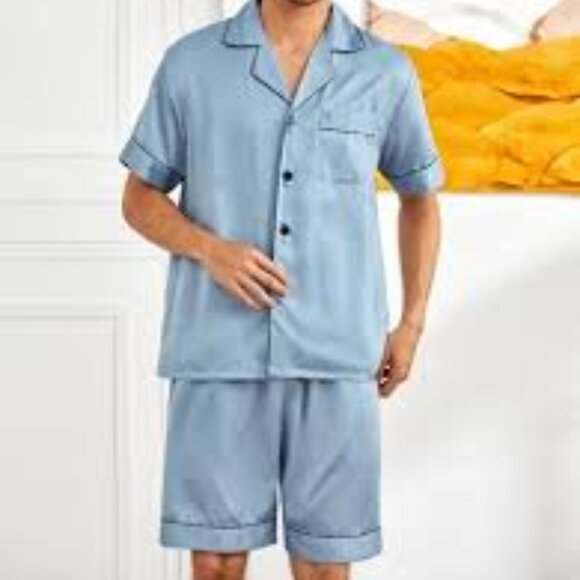 8 - NWT NOBLE MOUNT MEN'S PREMIUM SATIN SHORT PAJAMA SET - Picture 1 of 2
